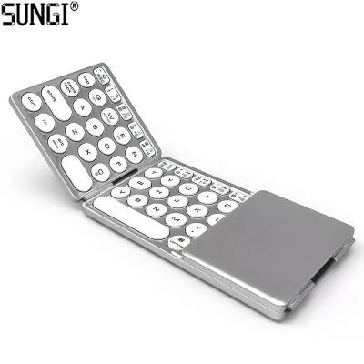 중국 Mini Portable Folding Blue Tooth Keyboard BT 5.0 Rechargeable Touchpad Keyboard Wireless Flexible Radio Keyboard For Tablet Phone 판매용