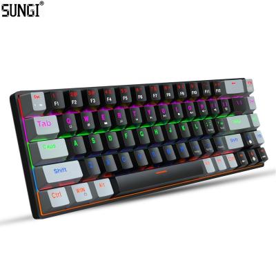 China Real Wireless Mechanical Keyboard Gaming Type-C Wireless RGB LED Backlight Left Axis Wired Mechanical Keyboard 68 Keys For Desktop for sale