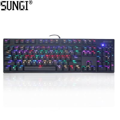 China ERGONOMIC Hot Selling 104 Key RGB Aluminum Gaming Mechanical Keyboard with Rainbow Backlight for sale