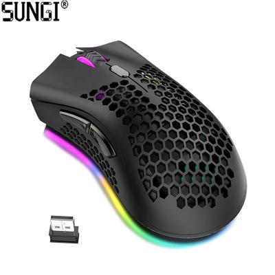 China With Backlight RGB Gaming Mouse Design Wireless Rechargeable Ergonomic Lightweight Honeycomb Optical Gaming Mice With Backlight for sale