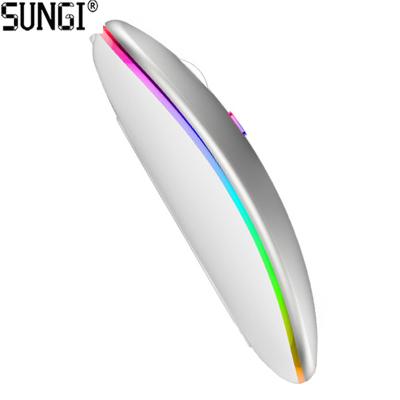 China Wireless Action Mini Rechargeable Wireless Mouse Ultra-Thin Silent Mute LED Lights Computer Laptop RGB Wireless Gaming Mouse for sale