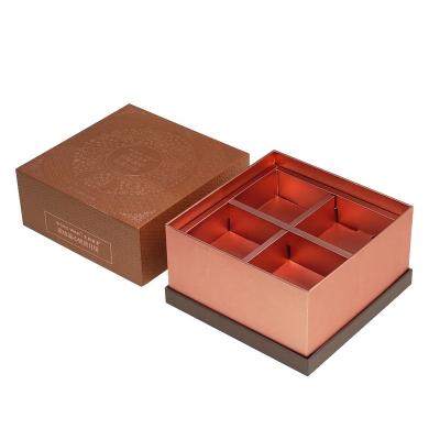 China Hot Selling Recyclable and High Quality Moon Cake Box Square Moon Cake Boxes Display 4 Holes Box Moon Cake Brownie for sale