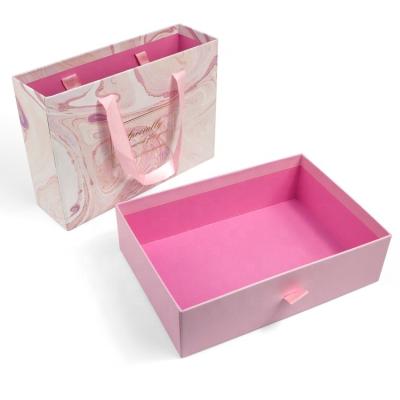 China Hot Selling Recyclable New Style Drawer Gift Box With Handle Drawer Box With Ribbon And Handles Gift Drawer Packaging Box With Handle for sale