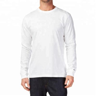 China Bulk Cheap Anti-pilling Polyester 65 35 Cotton Single Long Sleeve White T Shirts For Men for sale