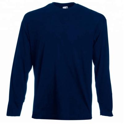 China Polyester Spandex Navy Blue Anti-Pilling Plain Men's Slim Long Sleeve T-Shirts for sale