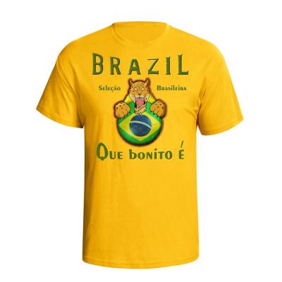 China Anti-pilling Yellow 100% Polyester Brazil Fans O-neck World Cup T-Shirt for sale