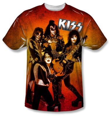 China Full Print 100% Polyester Anti-Pilling Kiss Tape T-Shirt for sale