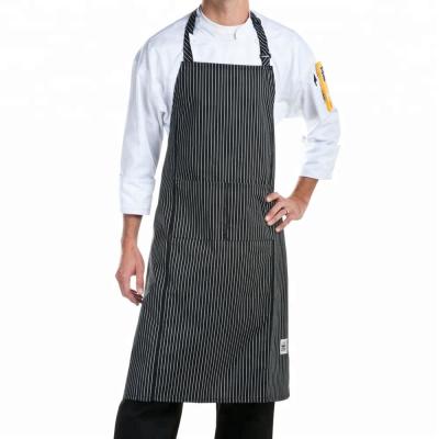 China Customizable Drinks / Food Black With White Net Full Length Chef Bib Apron for sale