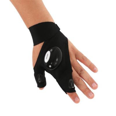 China Spandex+Cotton LED Fishing Gloves Night Glove With LED Light Rescue Tools Gear Outdoor Magic Strap Fingerless Gloves for sale