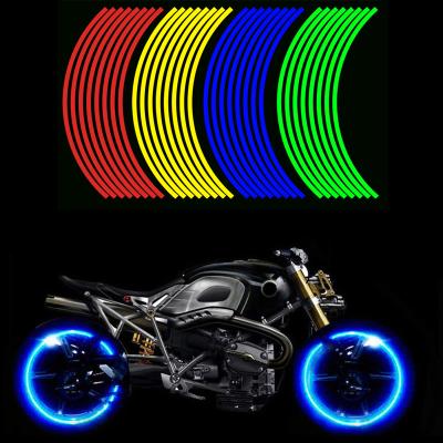 China 16pcs/set High Visibility Motorcycle Wheel Rim Reflective Stickers Moto Bike Reflective Decal for sale