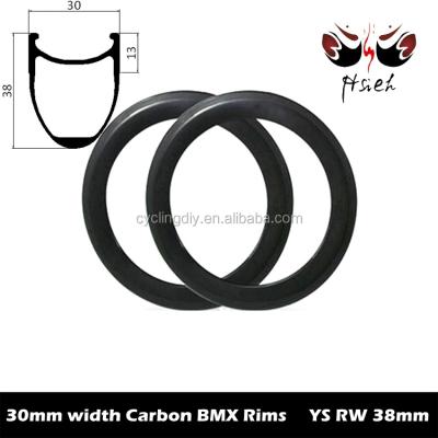 China Full Toray T700 Carbon Fiber 18-22inches Size Carbon Rims Carbon BMX Rims 30mm Width, ETRTO 406mm 38mm Carbon Rims For Kid's Wheels for sale