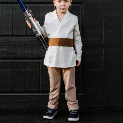 China Polyester/Cotton Rey Inspired Girls Dress Star Fight Hero Sleeveless Jedi Skywalker Halloween From Brown White Galaxy Cosplay Character Cream Edge for sale