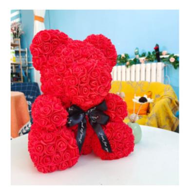 China PE Handmade PE Foam Rose Bear Valentine's Day Gift Flower Teddy Bear for sale