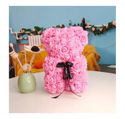 China Artificial PE Rose Pe Bear Foam Flower Rose Bear Romantic Valentine's Day For Girlfriend for sale