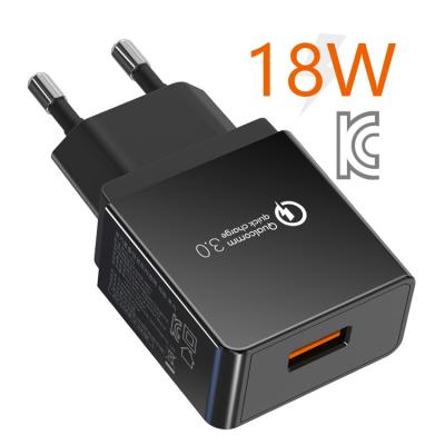 China QC3.0 support one kc quick charge 18w kc fast charger 3.0 USB 3.0 Qualcomm output left wall fast charger for sale