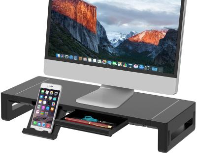 China Home Desk / Desktop Monitor Stand with Drawer and Adjustable Smartphone Holder 3 Level Computer Monitor Stand for sale