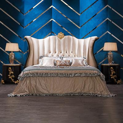 China Bedroom Furniture Adjustable Luxury Bedding Set French Classic Style (Other) Upholstered King Size Wooden Beds for sale