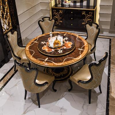 China (Other)Adjustable High End Luxury Dining Sets Furniture British Style Wooden Round Dining Tables for sale