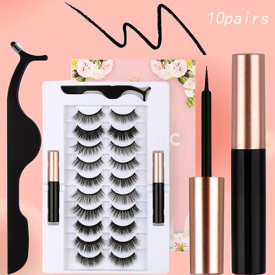 China Good Quality Private Label Lash Kit False Natural Magnetic Eyelash by Mink Magnetic Eyelashes Box Magnetic with Eyeliner for sale