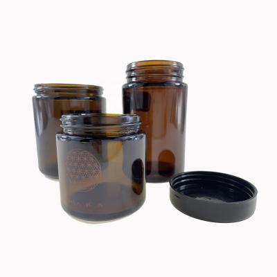 China Hot Sale 4oz Amber Glass Candle Jar Tin Packing Lid For Jar Candle for sale