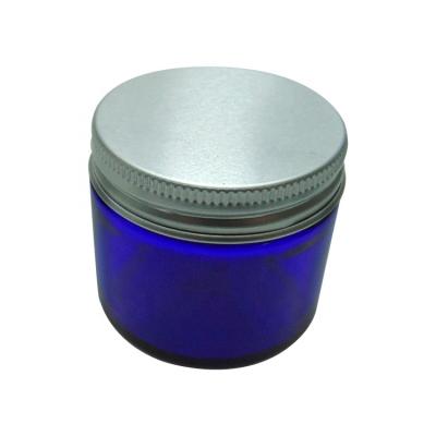 China Comestic Jar 2OZ 60Ml Wide Mouth Blue Glass Packing Glass Cosmetic Jar for sale