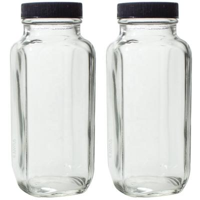 China Spice Herb Milk Beverage Glass Bottles French Beverage Square Jars 8oz 16oz for sale