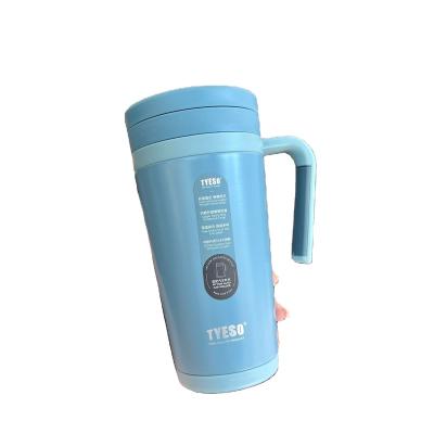 China WITH LID 500ml Double Wall Mug Customize Thermo Tea Cup Handle Portable Water Bottle Business Gift for sale