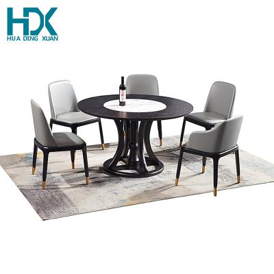 China Hot Selling Adjustable Nordic Luxury Design HDX Round Marble Dining Table (Other) Set 6 Chairs for sale