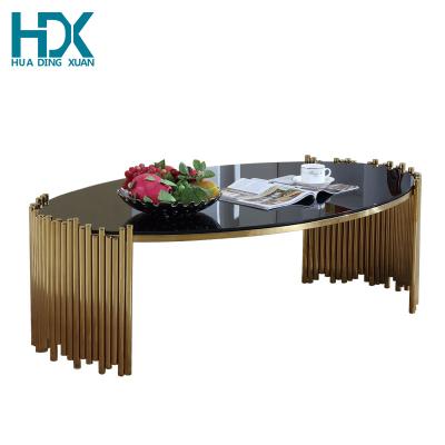 China (Other) HDX Stainless Steel Adjustable Luxury Black Marble Customizable Coffee Table for sale