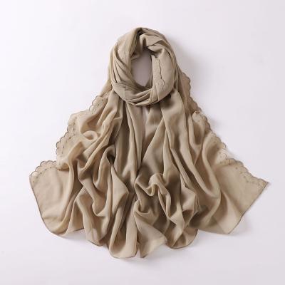 China Long Luxury Satin  Hijabs Solid Color Plain Scarf Muslim Shawls Headscarf Turban Foulard Scarf Supplier for sale