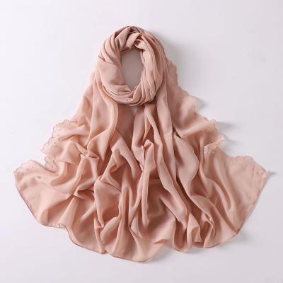 China Long High Quality Fashion Women Chiffon Scarf Plain Tie-Dyed Multicolor Muslim Hijab Scarf for sale