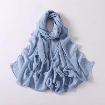 China Low Price Multicolor Long Scarf Women Chiffon Wholesale Drilling Muslim Hijab for sale