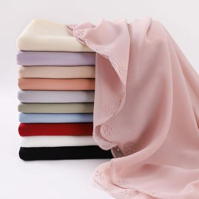 China Cheap Solid Chiffon hijaPearl Sequins Hijab Scarf Long New Scarf Wholesale for sale