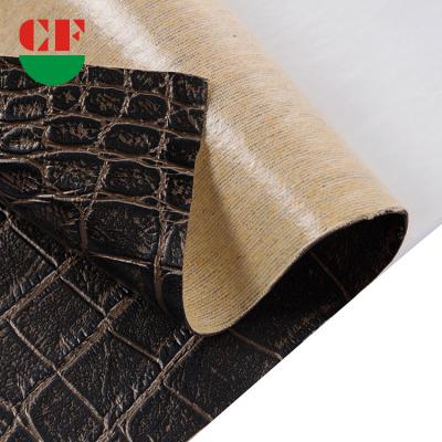 China Low Price Application Croco Waterproof Multi Pattern Self Adhesive Low Price PU Synthetic Leather for sale