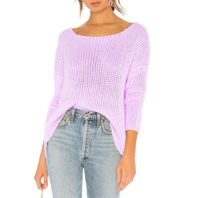 China 2022Spring and Summer New Style One-Neck Breathable Hollow Loose Knitting Sweater for sale