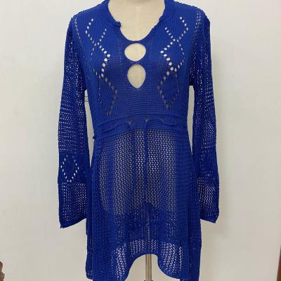 China Breathable Beach Dress Cover Up Summer Wear Tunic Crochet Knitted Openwork Cover for sale