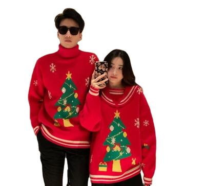 China Anti-wrinkle OEM Round Neck Thick Long Sleeve Red Color One Size Christmas Sweater Pullover For Man Christmas 2021 Jumper for sale