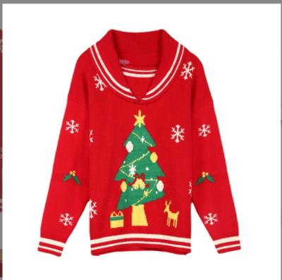 China Custom Made Long Sleeve Anti-wrinkle Sweater Collar One Size Christmas Sweater Comic Sweaters For Woman 2021 for sale