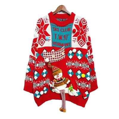 China Wholesale Anti-wrinkle Winter Knitted Christmas Funny Knitwear Custom Men's Ugly Sweater Cotton Wool Unisex Family Sweater for sale