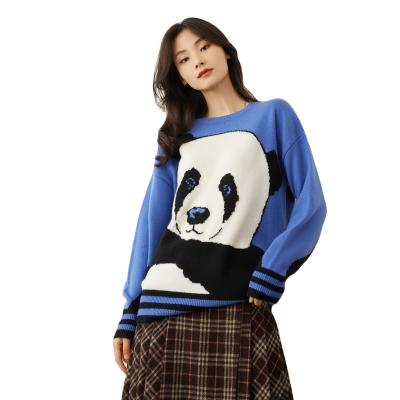 China New Design Anti-Wrinkle Custom Unique Cartoon Pattern Cashmere Pullover Sports Knitting Sweaters For Women Jacquard Knitwear for sale