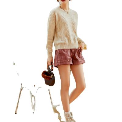 China Wholesale Fashion Anti-wrinkle Ladies Knit Winter Pullover Women's 100% Pure Cashmere Crewneck Korean Sweater for sale