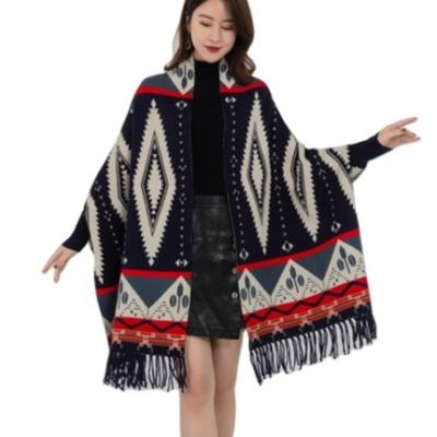 China Winter Custom Women's Long Wool Poncho Solid Color Luxury Soft Warm Knitted Ladies Fashion Elegant 30% Wool Cape Shawl for sale