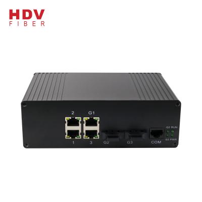 China LACP 4 Port Industrial Ethernet Managed Switch With 2 Port Dual Gigabit 1*9 Fiber Optic Module for sale