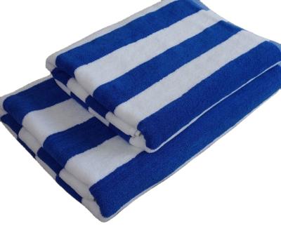 China Large compressed blue and white stripe beach towel, pool towel, in cabana stripe for sale