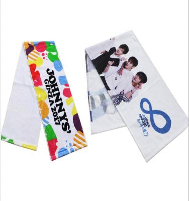 China Child Safe Custom Double Sided Printed Fans Microfiber Kpop Slogan Towel for sale