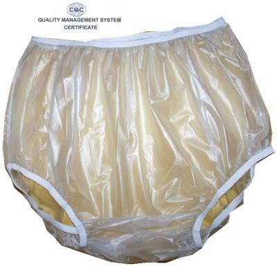 China White or Printed Color Baby Adult Plastic Pants PVC Incontinence Diaper Cover Waterproof Vinyl Plastic Diaper Pants for sale