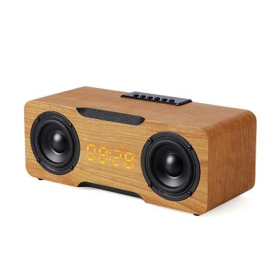 China Video call trending products 2021 M8C multifunctional wooden subwoofer AUX portable home speaker TF USB. BT alarm clock for sale