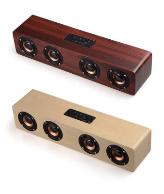 China AUX radio. W8 Call TF/FM Speakers 12W Subwoofer Altavoz Wooden Home Soundbar TV Wooden Wireless Stereo Audio Speakers Support Video for sale