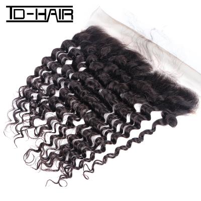 China TaiDa Hair Cuticle Aligned Virgin Brazilian Deep Wave Deep Wave Hair Lace Headband for sale