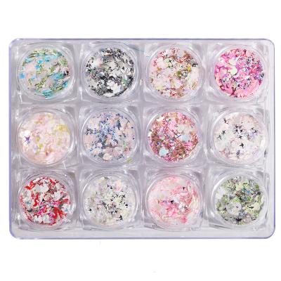 China New Finger Amazon Mix Rabbit Colorful Nail Art Sequins Glitter 12 Colors Nail Art Decoration Powder for sale